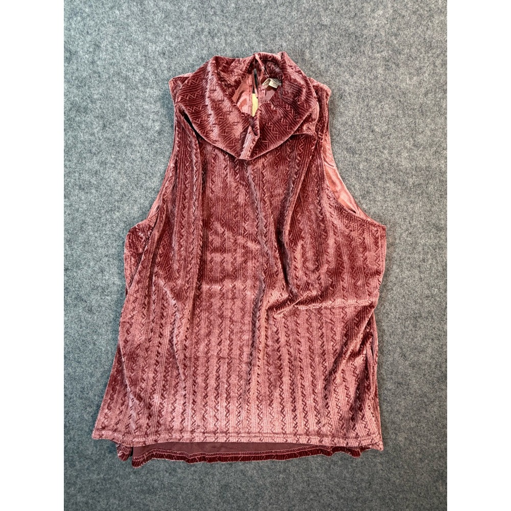 Entro Mauve Pink Crushed Velvet High Neck Sleeveless Top NWT Womens M